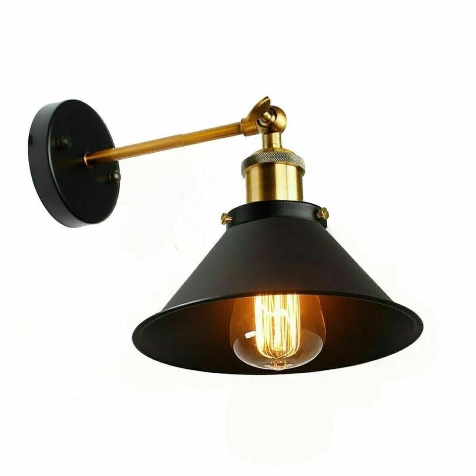 LEDSone Wall Sconce-Wall Light Industrial Metal Cone Shade Vintage Light Fixtures with E27 Adjustable Arms Holder for Dining Room Bed Room Restaurants (Black) โ image 1