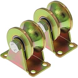 Ruedas de Puerta con Ranura, 2Pcs Ruedas de Corredera Resistente, Riel de Rueda en Forma, Rueda Industrial con Ranura, para Máquina Industrial, Puerta Rodante, Capacidad de Carga 300 kg