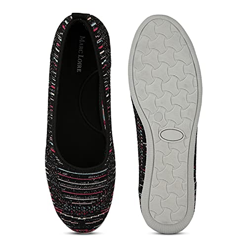 Image of Marc Loire Women's Lightweight Athleisure Knitted Active Wear Slip-On Ballerina Casual Shoes for Daily Walking