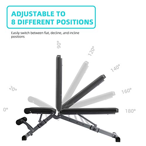 Znines Adjustable Weight Bench, Utility Workout Bench for Home Strength Training, Flat Incline Decline Exercise Workout Bench for Home Gym