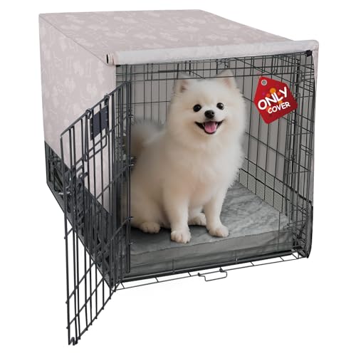 Explore Land Breathable Dog Crate Cover - 4 Sides Mesh Ventilation Basic Pet Kennel Cover All Sides Open Universal Fit for 1 2 3 Doors 24 inches Wire Dog Crate Dog Print