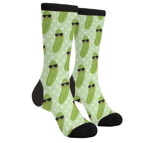 YISHOW Cute Green Pickle Socks Mens Womens Novelty Crew Socks Funny Vegetable Socks