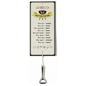 Schild Wetterstation Grill 30x14cm mit Flaschenöffner Geschenk Garten