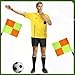 ZhouBoat Soccer Referee Kit, 6 Pcs Soccer Referee Shirt Jersey Umpire Uniform Football Linesman Flags Whistle Soccer Socks Referee Notebook Soccer Referee Costume for Adult Teenager, Yellow Small