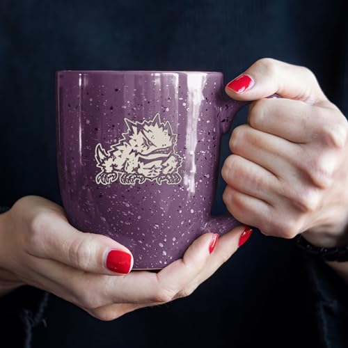 Image of Rico Industries NCAA TCU Horned Frogs Purple Personalized 16 oz Team Color Laser Engraved Speckled Ceramic Coffee Mug