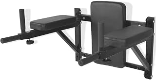 vidaXL Estación de Musculacion Fondos para Pared Acero Negro Equipo Gimnasi