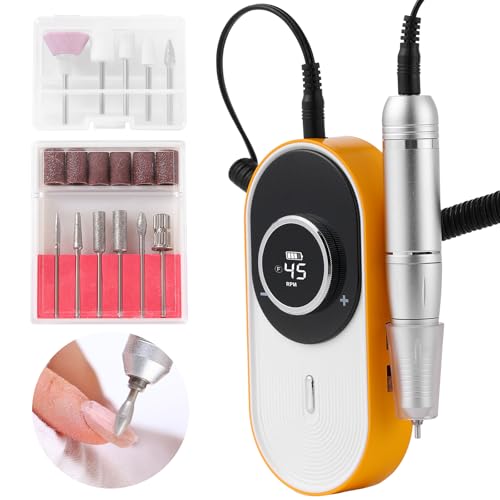 Perceuse à ongles électrique à écran LCD intelligent et corps réfléchissant orange