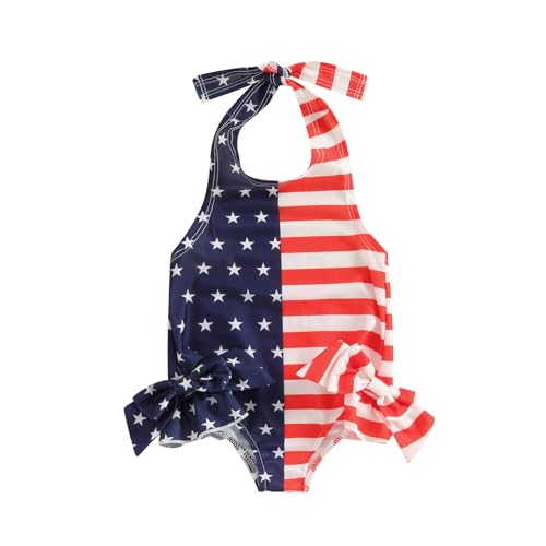 kacubwyy Toddler Girls Swimsuit 4Th of July Summer Beachwear Sleeveless One Piece Swimwear Bathing Suit (US, Age, 4 Years, 5 Years, One-Piece Swimsuit A)
