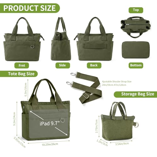 Small Canvas Tote Bag with Multi Pockets, Crossbody Shoulder Bag miniatura 5