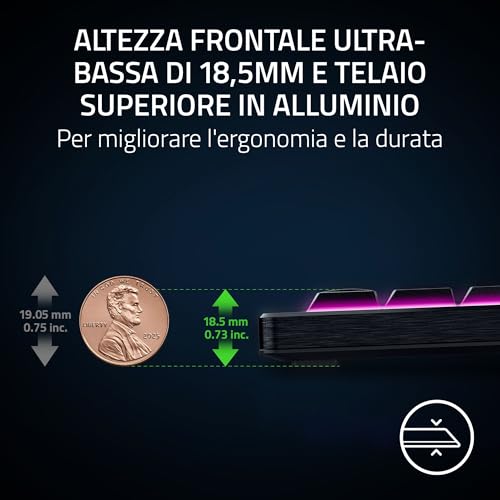 BlackWidow V4 Tenkeyless HyperSpeed Low Profile - Tastiera da gaming wireless con hot-swap (HyperSpeed e BT, Rotella multi-funzione e 3 pulsanti di controllo) Interruttore Verde | Layout US - Tastiera gaming - Immagine 4