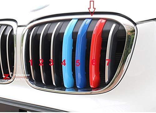 BizTech ® Grill Inserts Compatible with BMW X1 F48 2016-2017 7 Stats Grills Bars Beams Bonnet Hood Kidney Grille Grill Trim Buckle clip in Stripe Stripes Cover Decor