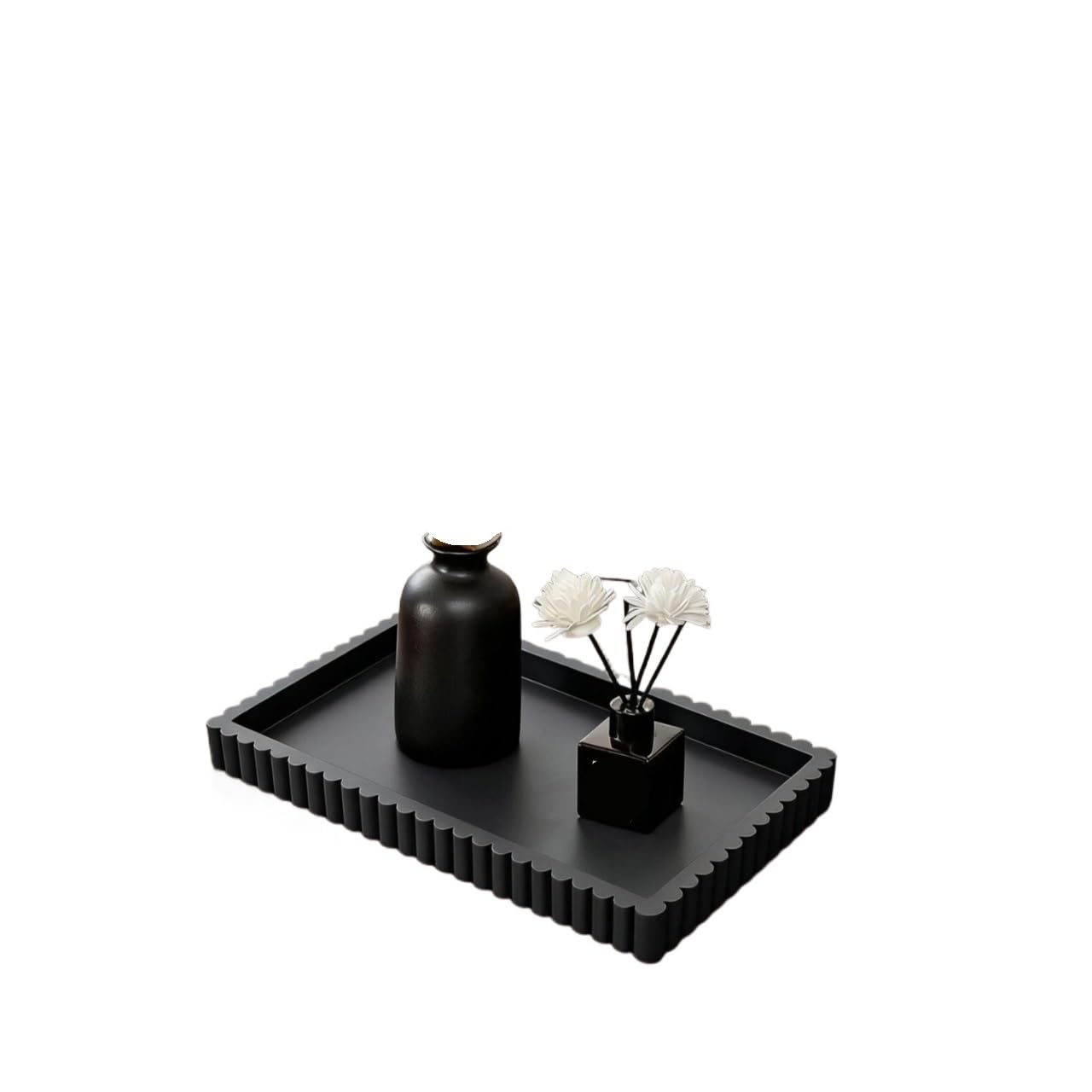 LIANXIBAG Silicone Wavy Candle Holder Tray Coffee Table Square Bathroom Storage Is Washable(Black)
