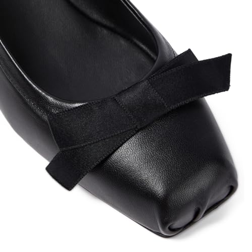 Women Chunky Block Heel Pumps Bow Square Toe 1.5 Inch Heels Dress Shoes Slip On Matte Patent Leather Closed Toe Sandals Dressy Office Work Pump Ladies Comfort Dance Wedding Shoe 4-11 M US2