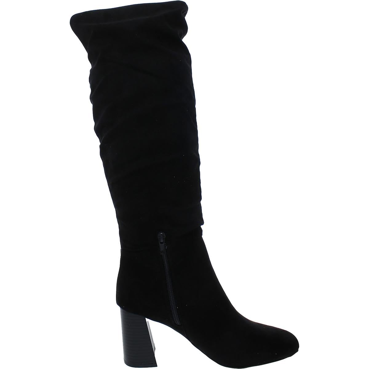 Sugar Womens Emerson Faux Suede Slouchy Knee-High Boots Black 7 Medium (B,M)