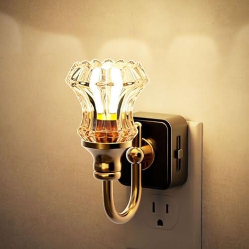 Luces De Noche Con Enchufe De Pared, Luces Noche LED Enchufe, Elegante Lámpara Pared LED Vintage Luz Nocturna, Lámpara Pareds Retro S-uave Cálida Enchufes, Para Pasillo Dormitorio Escaleras Decor