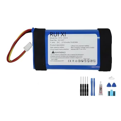 RUI XI Batería compatible con Sony SRS-XB32 SRS-XB31 SRS-XB33 SRS-XE300 ST-06 IAJ002NA ID1057 ST-06S altavoz Bluetooth 2700mAh 7.34V batería SRS-XB32