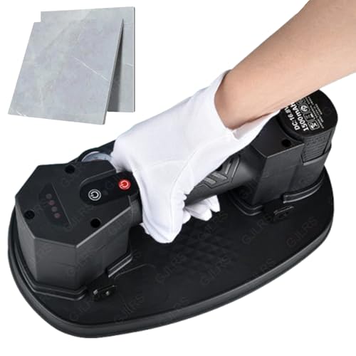 QINPI 80KPa Electric Vacuum Suction Cup, 30W Portable Tile Installation Tool, Battery Capacity 1500 MAh, with Pressure Gauge&Anti-Leakage Sensor, for Gypsum Board, Tiles, Stone, Wood, Glass, Drywall