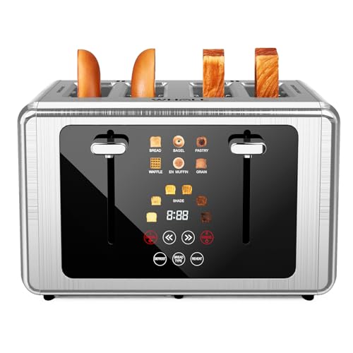 whall 4 Slice Touch Screen Toaster, Stainless Steel Toasters Digital Timer, Dual Control Panel...