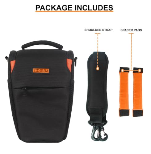 Image of D2 DSLR Camera Bag, Camera Case with Adjustable Shoulder Strap, Compatible for Nikon, Canon, Sony Cameras - Waterproof - Anti Shock (Orange)