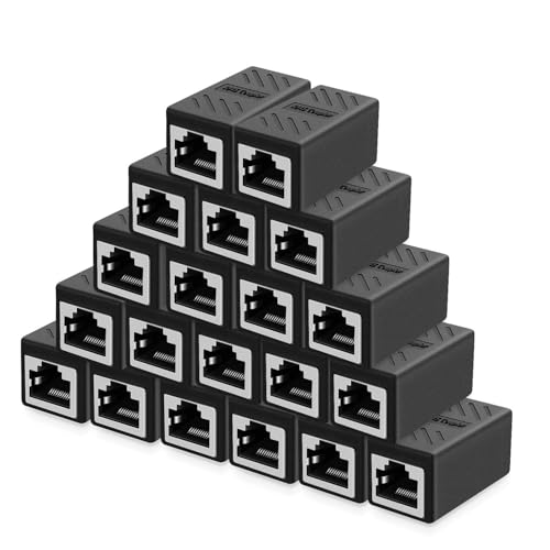 Image of COOLCOLD (Pack of 20) RJ45 Ethernet Coupler Cat7 Cat6 Cat5e LAN Connector Extender Adapter Female to Female Extension Jointer Network Cable Plug Extending Module for Router PC Laptop