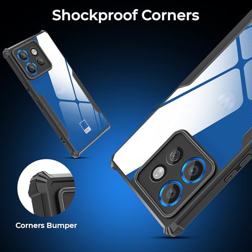 Image of A rtistque Clear Hard Transparent Acrylic Armor Anti-Drop Shockproof TPU Edge Back Cover Case for Motorola Edge 50 Neo 5G - Black