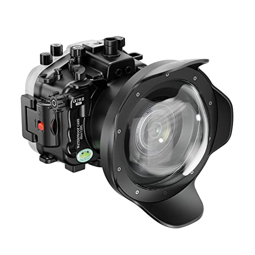 Image of Professional Waterproof Camera Housing Case Compatible with Sony A7iii A7riii, 40M /130FT Depth Underwater Protection (Black, Dome Port)
