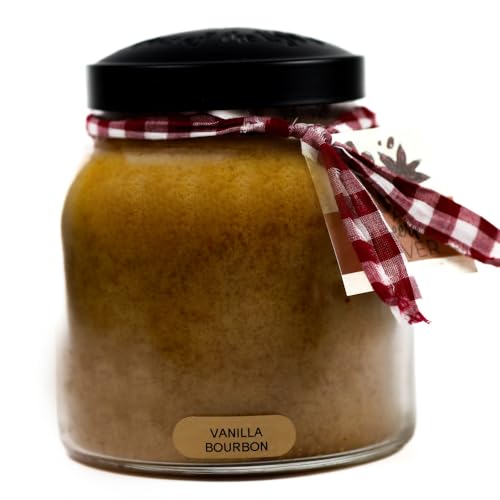 A Cheerful Giver - Vanilla Bourbon - 34oz Papa Scented Candle Jar with Lid - Keepers of the Light - 155 Hours of Burn Time Gift for Fathers Day Brown