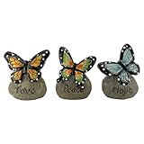 Gerson Spring Butterfly Messages on Stone Decorative Figurines - Set of 3