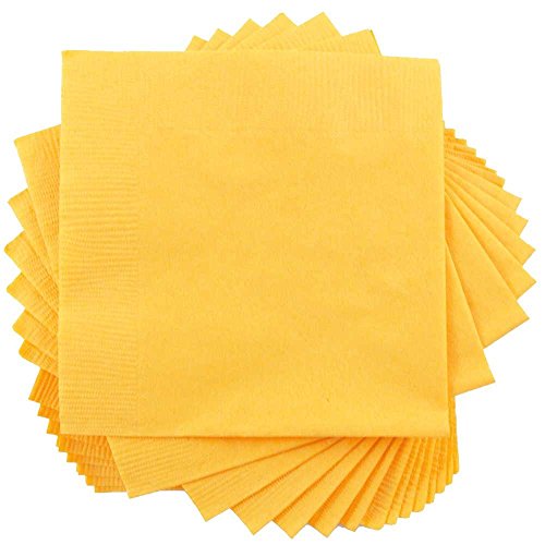 JAM PAPER Small Beverage Napkins - 5 x 5 - Yellow - 40/Pack