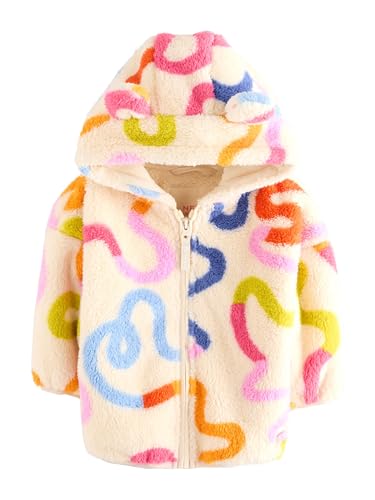 NEXT Mädchen Fleece-Kapuzenjacke Cream Rainbow Squiggle 98-104