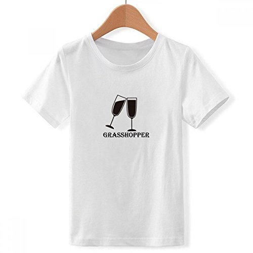 T-Shirt Crew Cocktail Silhouette de Sauterelle Blanc Garçon Haute Qualité XX-Grand