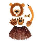 Déguisement De Lion Bandeau pour la tête et gants, queue, nez, nœud