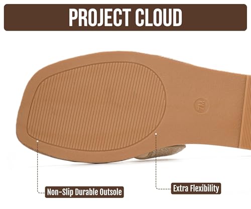 Image of Project Cloud 100% Genuine Leather Sandals for Women 2026 - Fashion Flat Womens Sandals with Memory Foam Insole Slides Sandals Women Footwear - Mules Women's Sandals (Jannel)