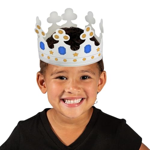 amscan White Color Your Own Crown Kit - 22.5" x 4.9 | Pack of 12