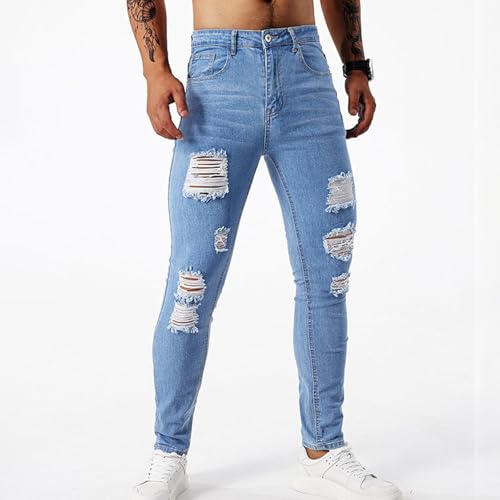 Men's Denim Pants Vintage Stretch Ripped Distressed Slim Fit Tapered Jeans Utility Carpenter Jeans Pants 80s Outfits2