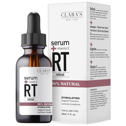 CLARA'S NEW YORK Retinol Facial Serum with Vitamin E – Hydrating, Firming & Skin-Supportive – 30ml / 1 Fl Oz – Made in US