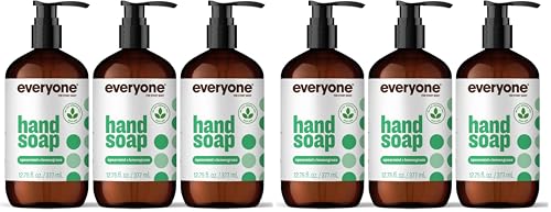 Image of Everyone Liquid Hand Soap,12.75 Ounce,Spearmint and Lemongrass,Plant-Based Cleanser with Pure Essential Oils,(Pack of 6)
