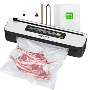 Vacuum Sealer Machine, INKBIRD Powerful 130W High Power with Liquid/Moist/Dry 6-Food Modes, Compact Food Preservation System with Cutter, Full Start Kit with Pre-cut Bags*10 (8''*11.8''), EXT-VAC Vacuum Sealer Machine INKBIRD Powerful 130W High Power with LiquidMoistDry 6 Food Modes Compact Food Preservation System with Cutter Full Start Kit with Pre cut Bags10 8118 EXT VAC