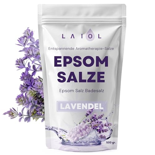 Epsom Salz 500g Lavendel Reines Bittersalz mit Magnesium - Badesalz für Bad & Fußbad Muskelentspannung Detox & Stressabbau Ideal für Aromatherapie & Spa zu Hause