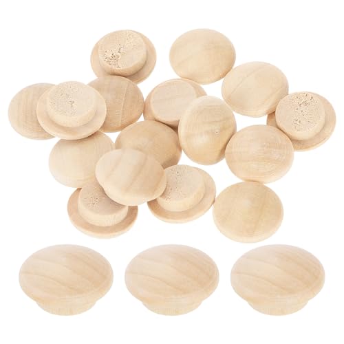 Image of uxcell 16Pcs Wood Button Plugs, 12mm /0.47 inch Hardwood Screw Hole Plug Mushroom Wooden Caps Buttons Wood Plug for Furniture Woodworking Craft Decor (18mm x 12mm)