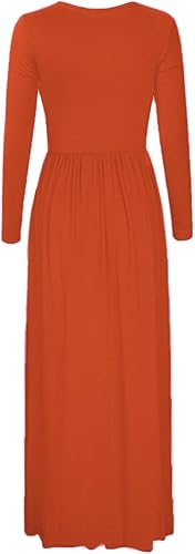 Miniatura 5 de Soinku Vestido largo casual de manga larga para mujer, holgado, cintura imperio, cuello en V, con bolsillos