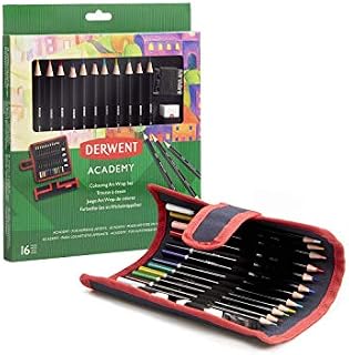 Derwent Academy Colouring Wrap Set, Drawing & Colouring, Set Of 16, Includes Sharpener & Eraser, Ideal For Colouring, Academy Quality, 2305681