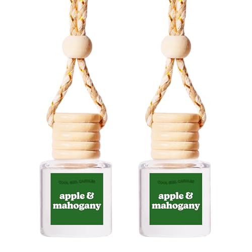 Image of COOLGIRLCANDLES Apple & Mahogany Car Hanging Fragrance Oil Air Freshener for Essential Oils, Long Lasting Scents Aromatherapy Automobile Diffuser Bottle