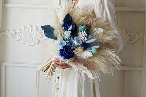 Ramo de Pasto Florido Seco Azul para Bodas y Eventos miniatura 3