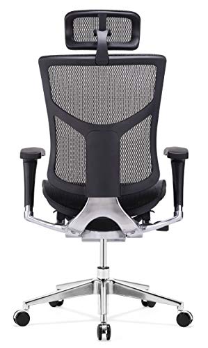 Gm Seating Dreem Xl Ergonomic Mesh Executive Hi Back, Swivel Chair, Chrome Base With Headrest, Black, Seat Slide, Passive Lumbar Support #TOP5