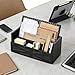 Mail Organizer Countertop, Wood Mail Holder Sorter for Desk, Rustic Bill Storage Organizer Box, Office Letter Basket for Document File Folder Paper Envelope (Black)