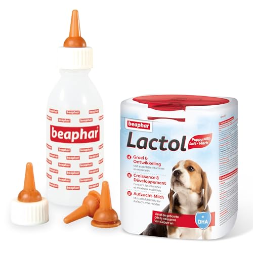 beaphar - Lactol Aufzucht Set - 1 Flasche + 1 Reinigungsbürste + 4 Sauger - Für Hunde, Katzen Und Kleintiere - Hilfestellung Bei Der Nahrungsaufnahme - Spülmaschinenfest (Packung mit 2)