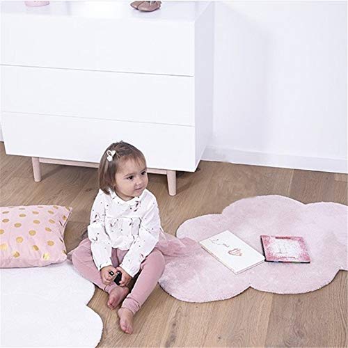 Sarah Duke - Alfombra Infantil (100% algodón, 100 x 65 cm), Color Gris, Blanco y Rosa