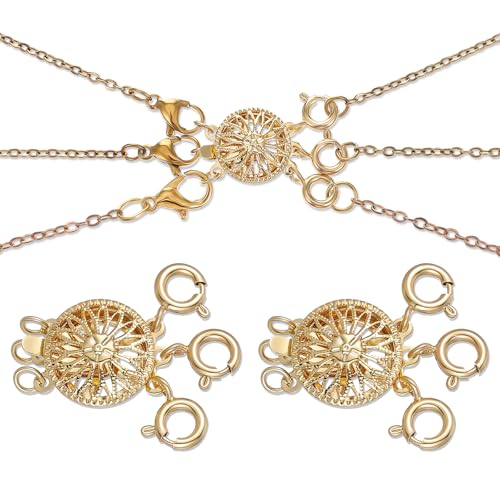 COMNICO Ketten Layering Verschluss 2 Stück Halsketten-Schichtverschluss-Trenner für Damen, Goldener Sicherheitsschmuck-Verschluss-Konverter, Silber Mehrere Verschlüsse für Stapelbare Halskettenketten