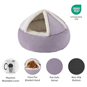   Lesure-Small-Dog-Bed-with-Cover-Cave-Covered-Round-Puppy-Bed-with-Hooded-Blanket-Machine-Washable-Burrow-Pet-Bed-for-Small-Dogs-and-Cats-Cuddler-Cozy-Cave-Dog-Bed-with-Anti-Slip-Bottom-Purple-23